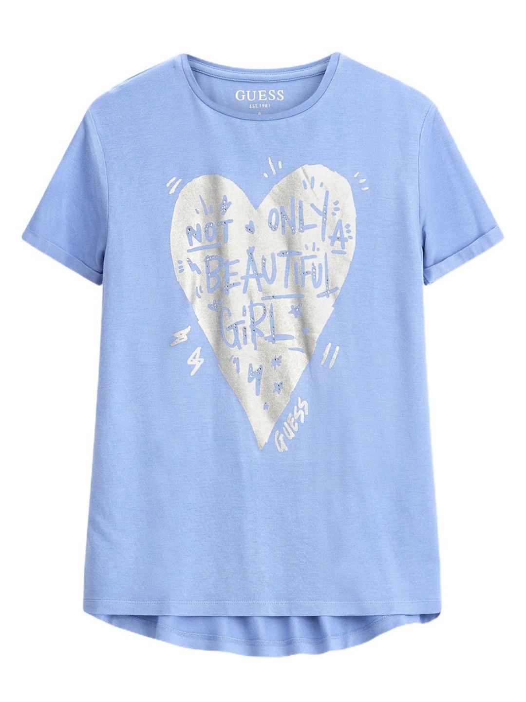 GUESS kids Girls Typography Printed Round Neck T-shirt