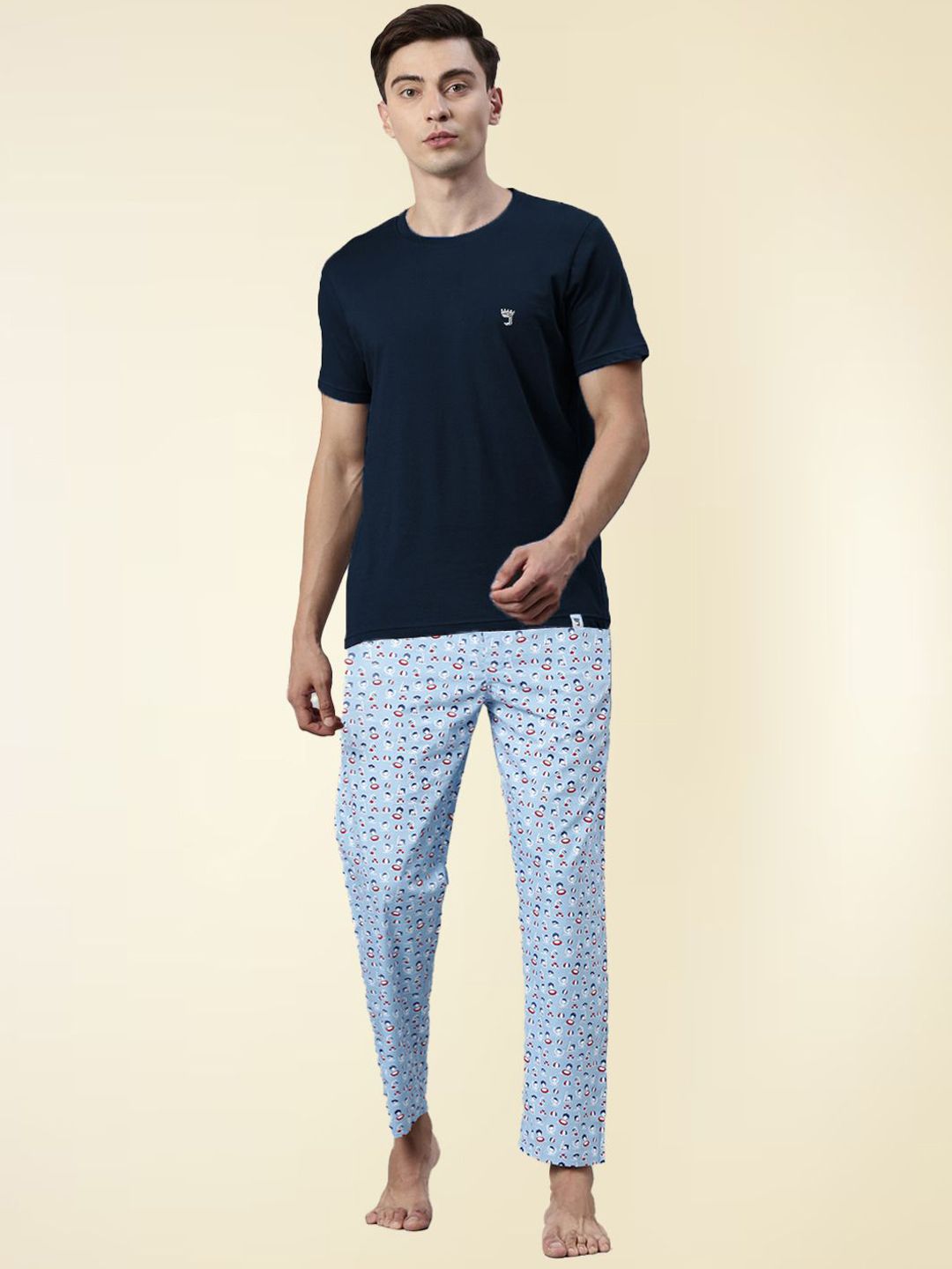 Joven Men Round Neck Pure Cotton Night suit