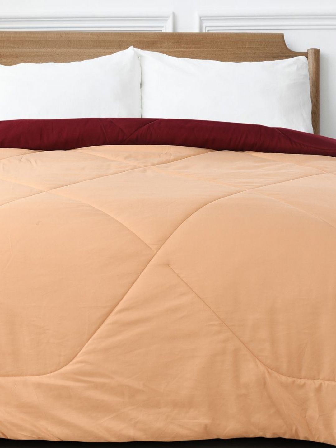 Saral Home Beige & Maroon Microfiber AC Room Reversible Single Bed Comforter