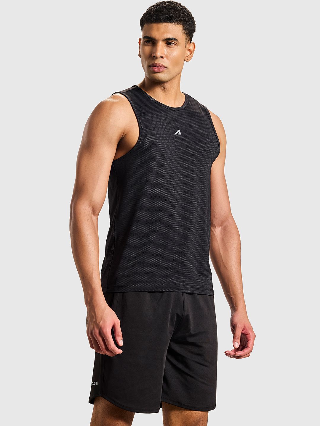 BOLDFIT Sleeveless Innerwear Gym Vest BFTBM1003SBlackS