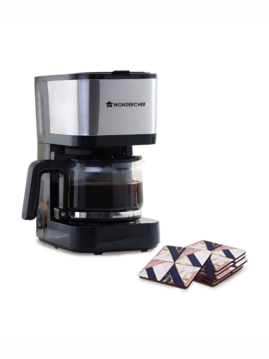 Wonderchef Wonderchef Regalia Pronto Black & Grey 600 W Coffee Maker with Coaster Set
