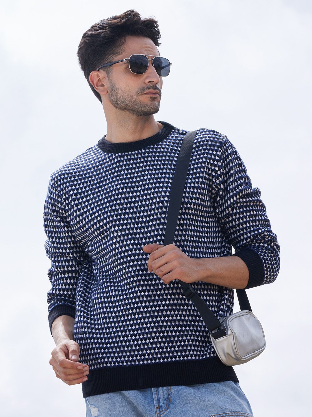 CAHOOT Men Cable Knit Round Neck Pullover