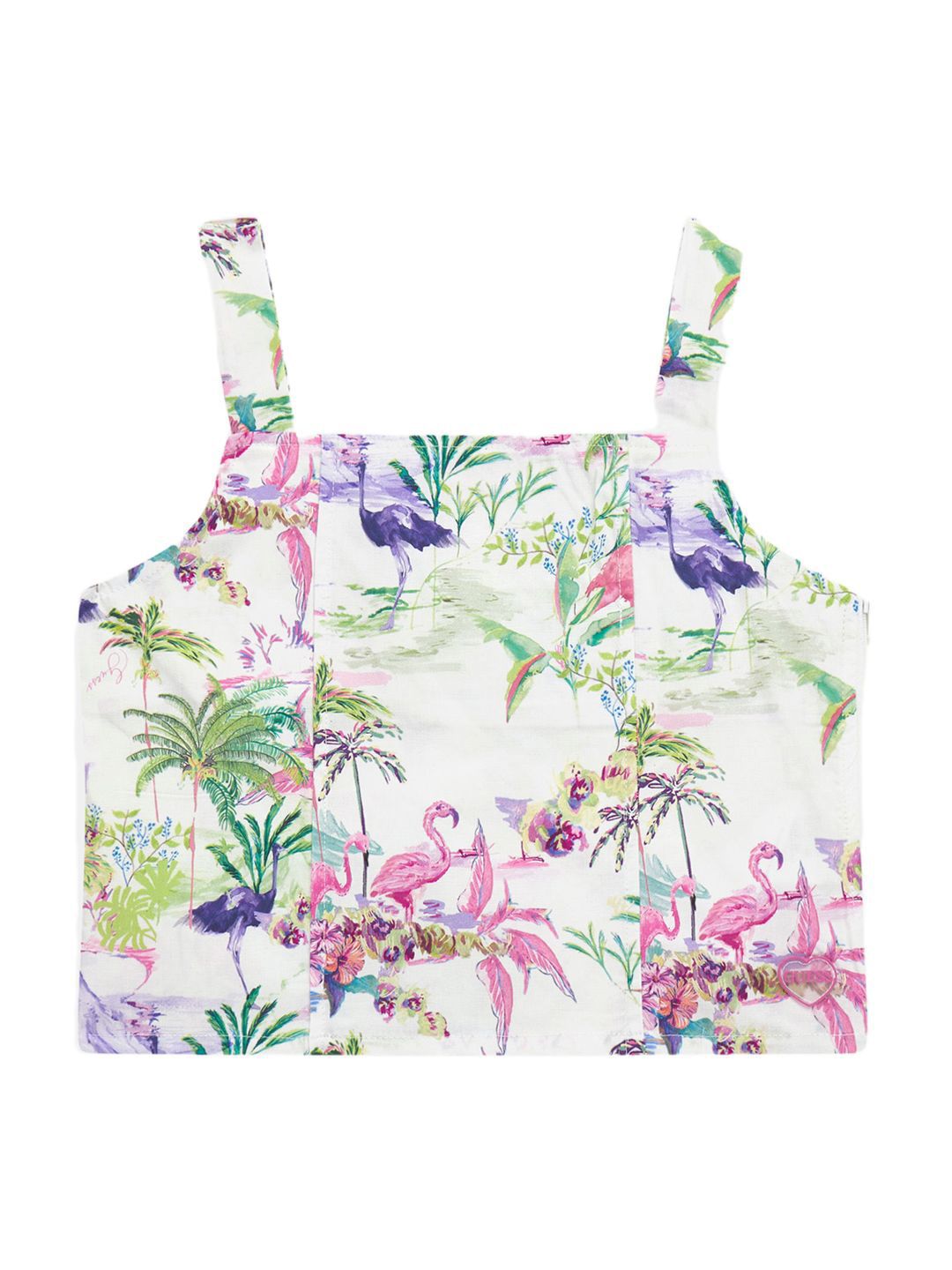 GUESS kids Girls Tropical Printed Square Neck Cotton Top