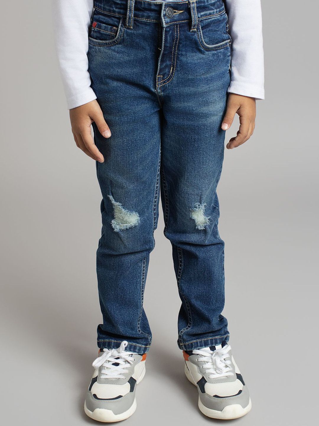 Ed-a-Mamma Boys Comfort Mildly Distressed Light Fade Stretchable Jeans
