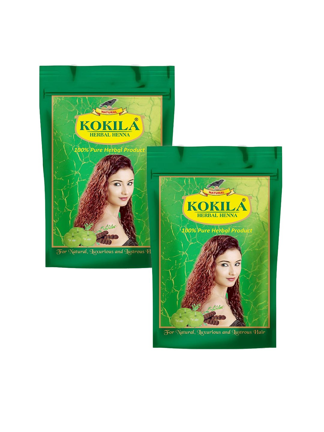 KOKILA Set Of 2 Natural & Herbal Henna Mehandi Powder  - 200 g Each -Brown