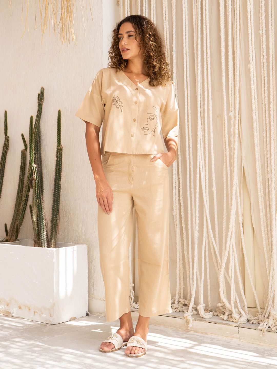 Printed Pure Cotton Co-Ords SANSKRUTIHOMES Printed Pure Cotton Top & Trousers