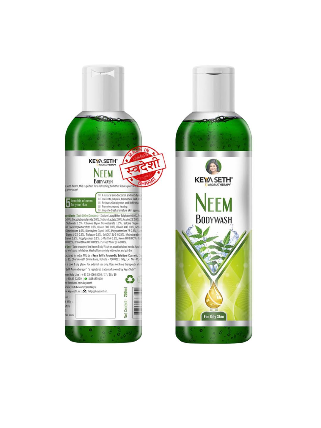 KEYA SETH Natural Anti Acne Neem Bodywash Gel - 200 ml