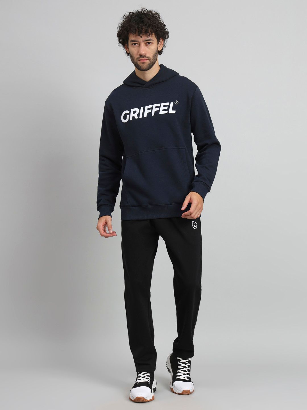 GRIFFEL Men Printed Hooded Mid-Rise Tracksuits