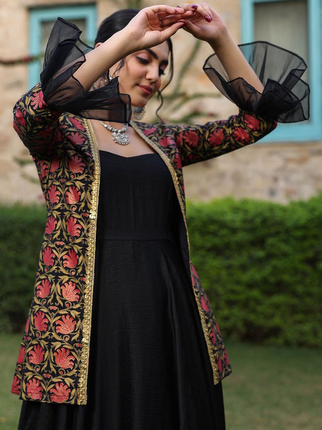 Buy Anastay Clothing Women Printed Solid Fit and Flare Jacket
