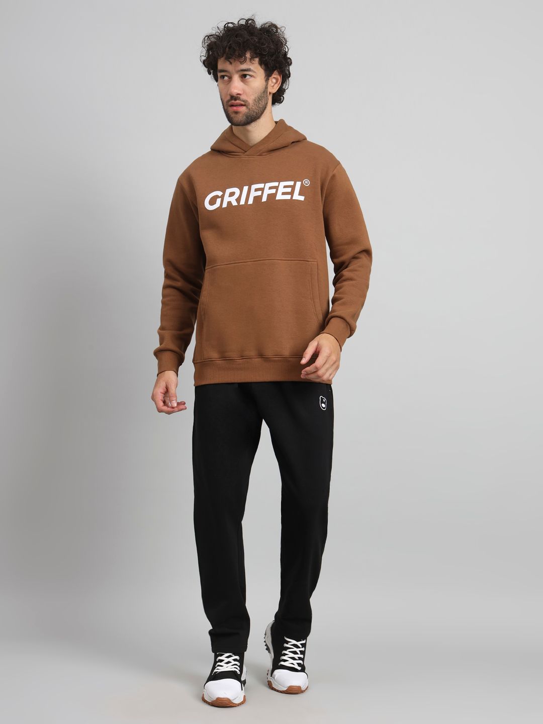 GRIFFEL Men Solid Oversized-Fit Hooded Tracksuits