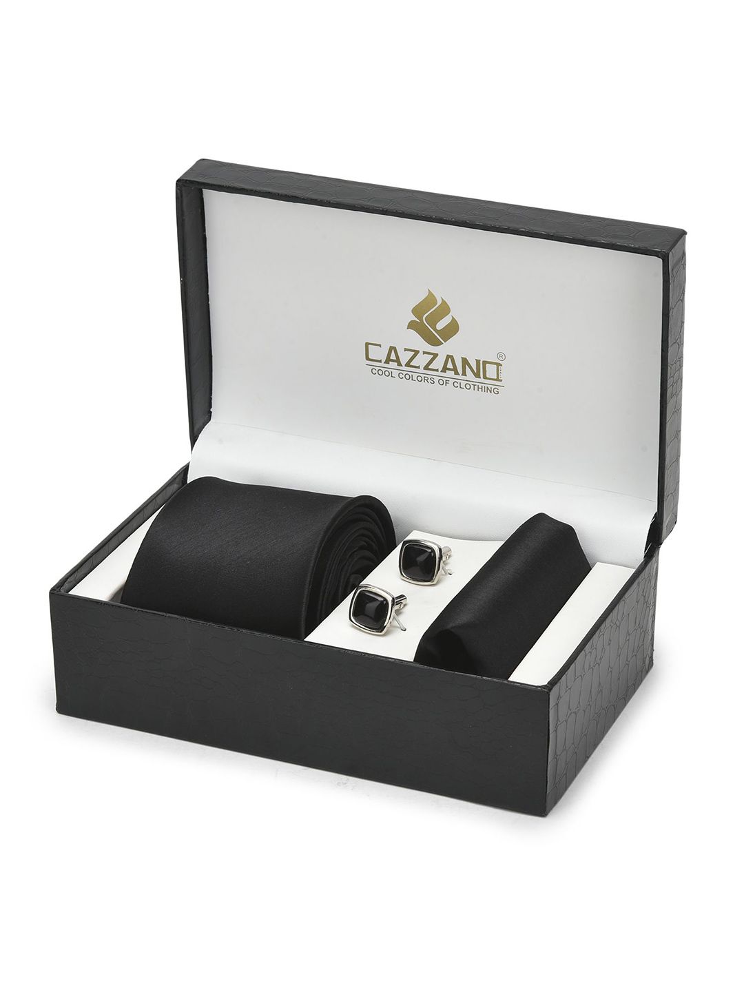Cazzano Men Accessory Gift Set Of Slim Tie, Cufflink & Pocket Square