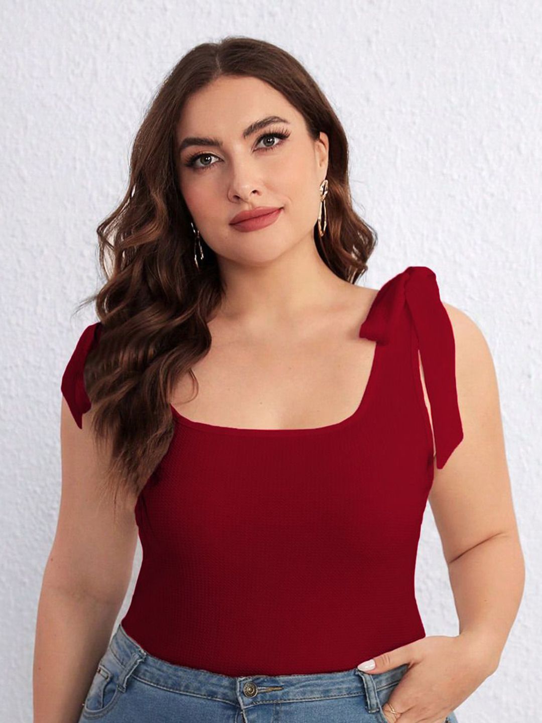 CURVE BY KOTTY CURVE BY KOTTY Women Plus Size Solid Scoop Neck Top