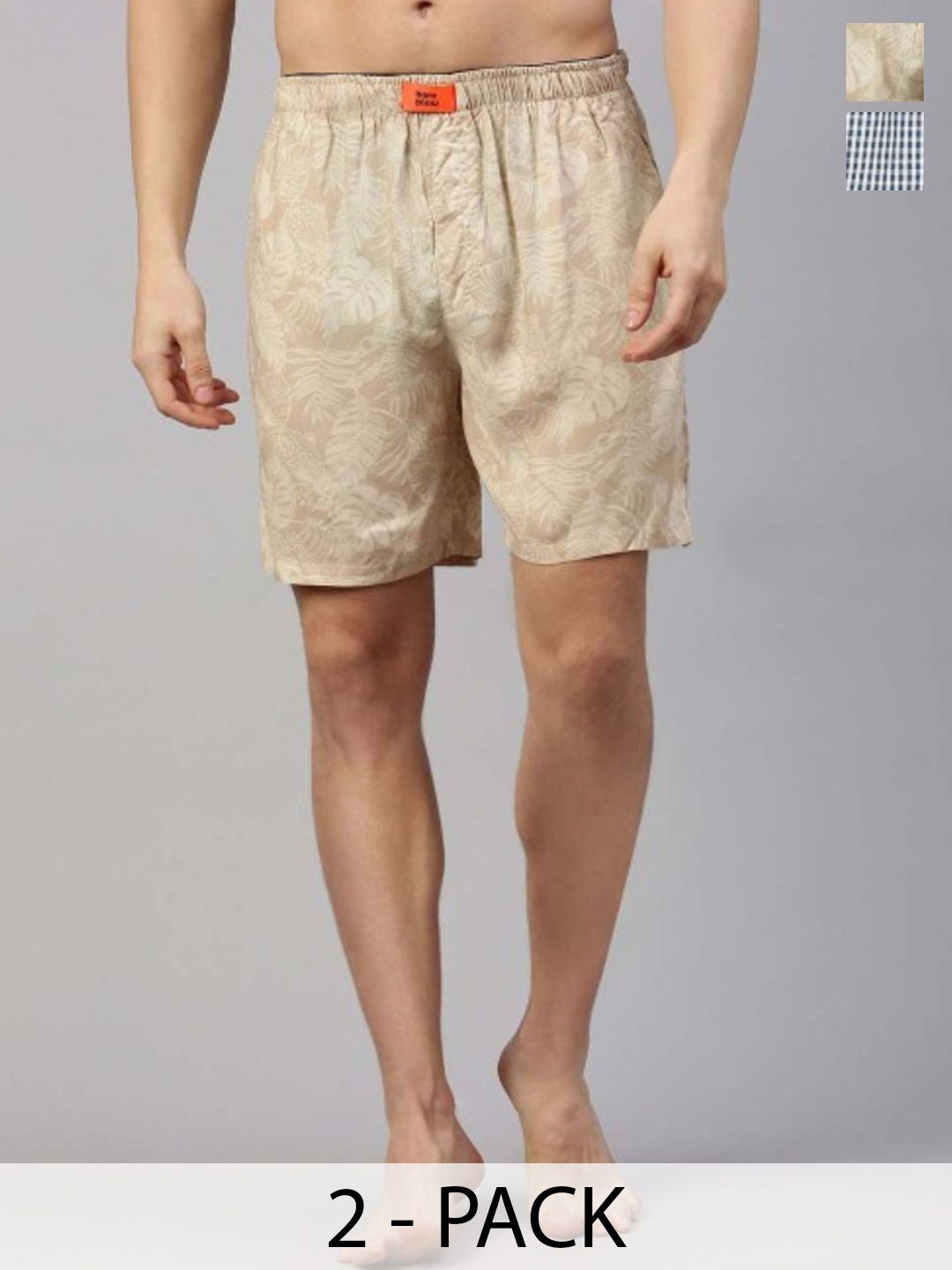 Bareblow Men Pack Of 2 Printed Cotton Boxers