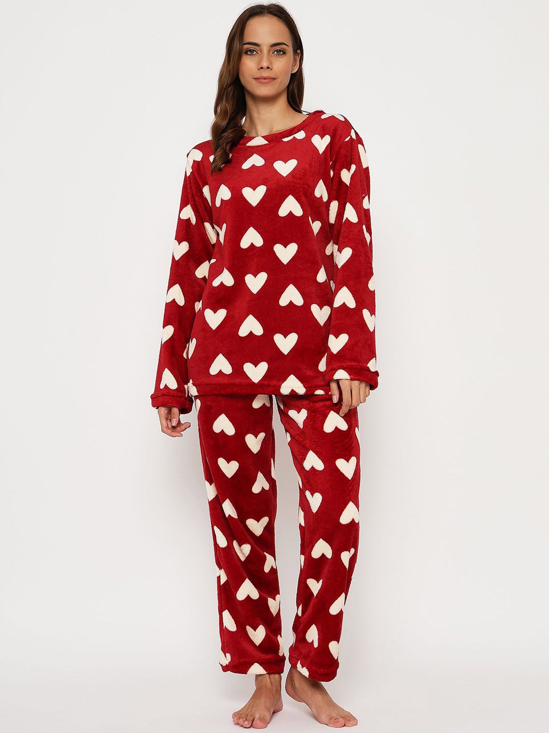 Camey Women Conversational Printed Full Sleeve Round Neck Night suit