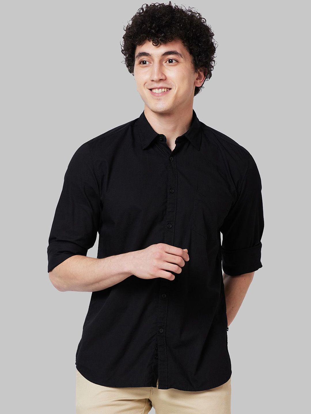 Parx Parx Men Cutaway Collar Solid Cotton Slim Fit Casual Shirt