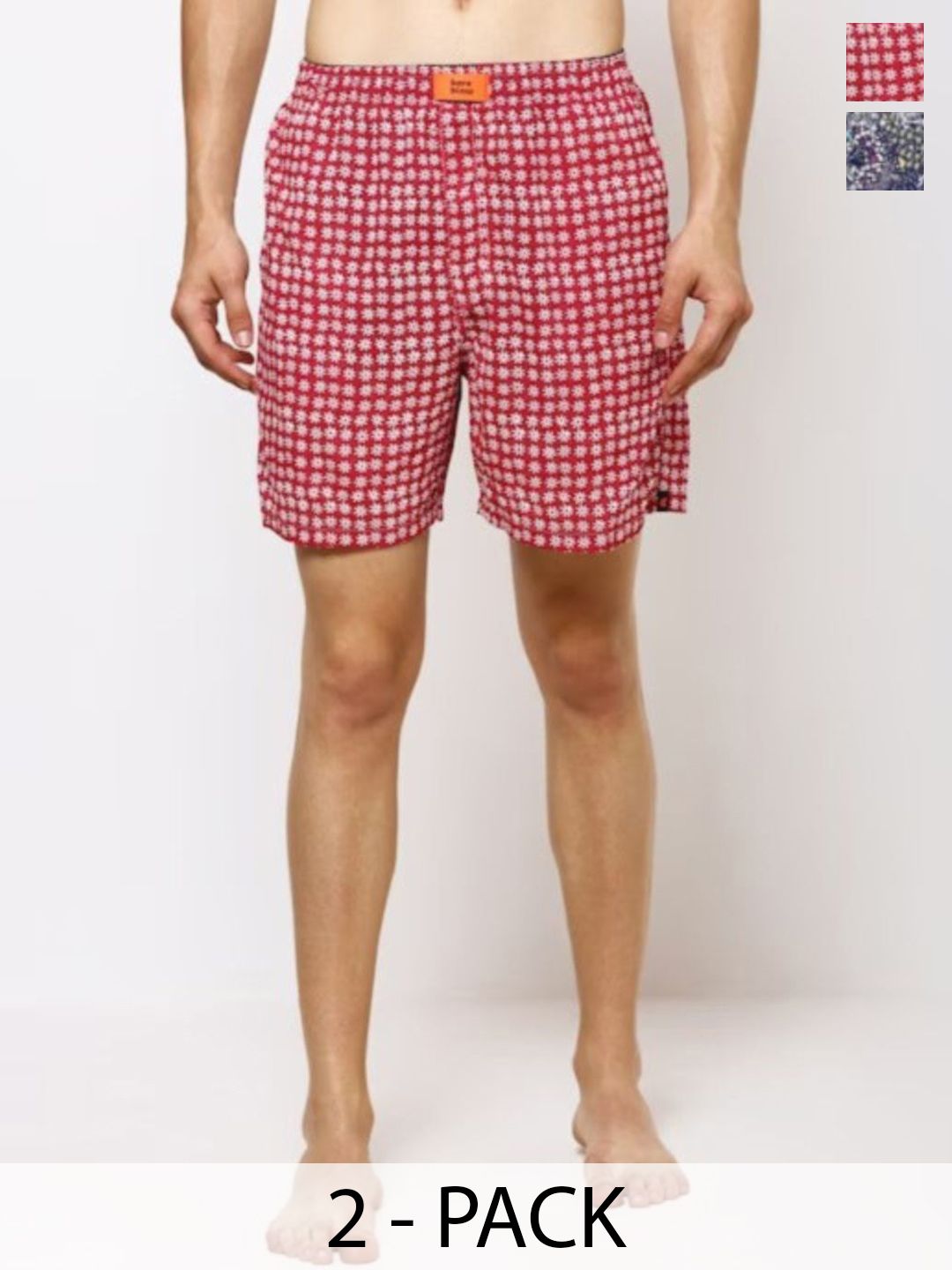 Bareblow Men Pack Of 2 Printed Cotton Boxers