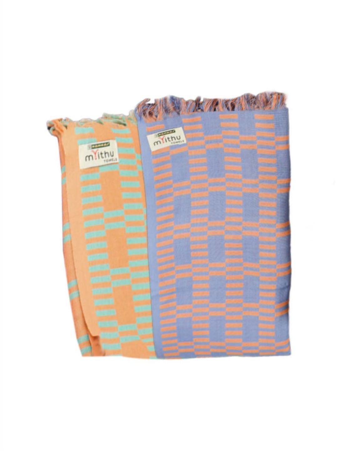 Ramraj Purple & Orange 2 Pieces Striped Cotton 170 GSM Bath Towel