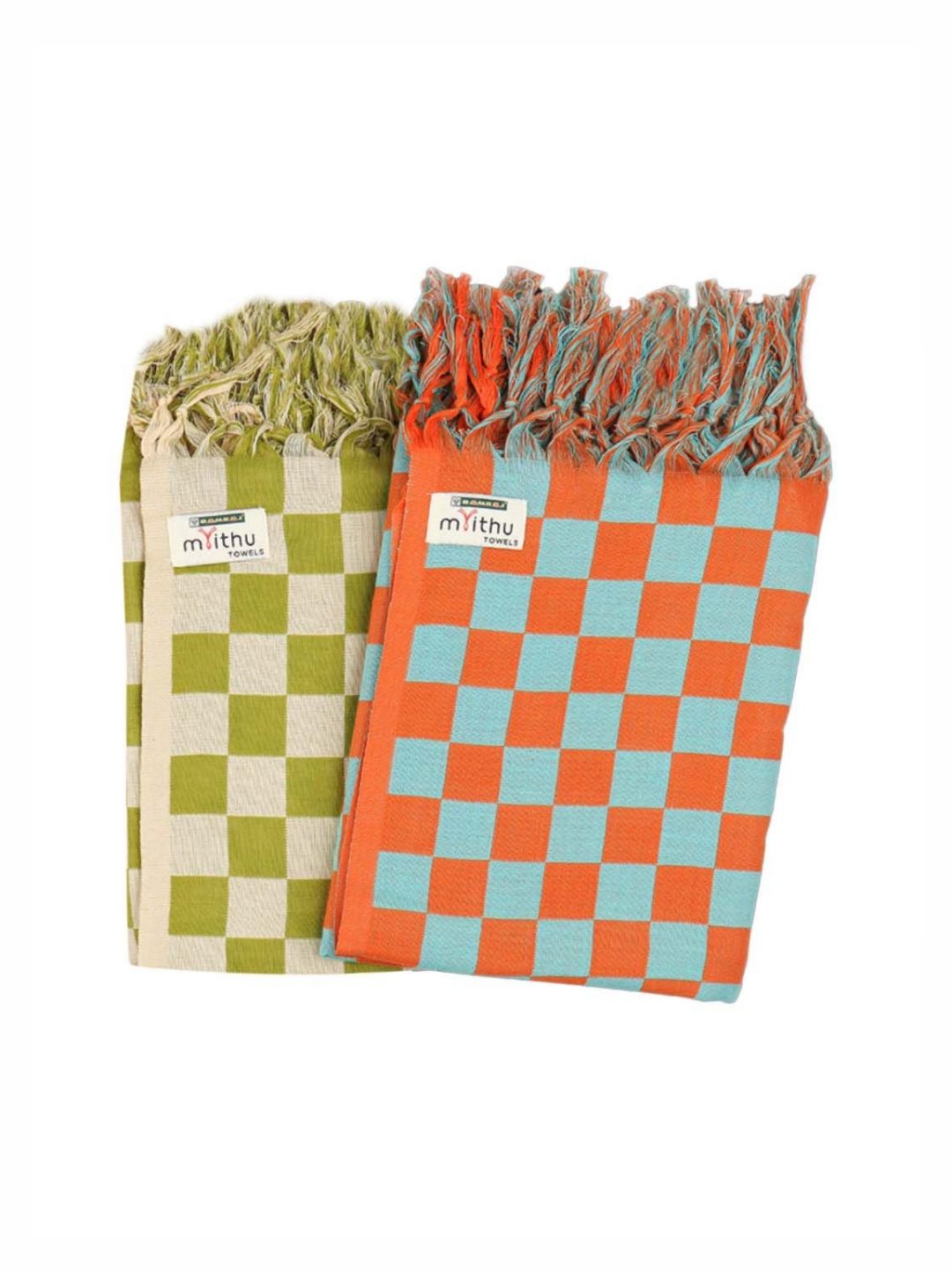 Ramraj Red & Blue 2 Pieces Striped Cotton 170 GSM Bath Towel