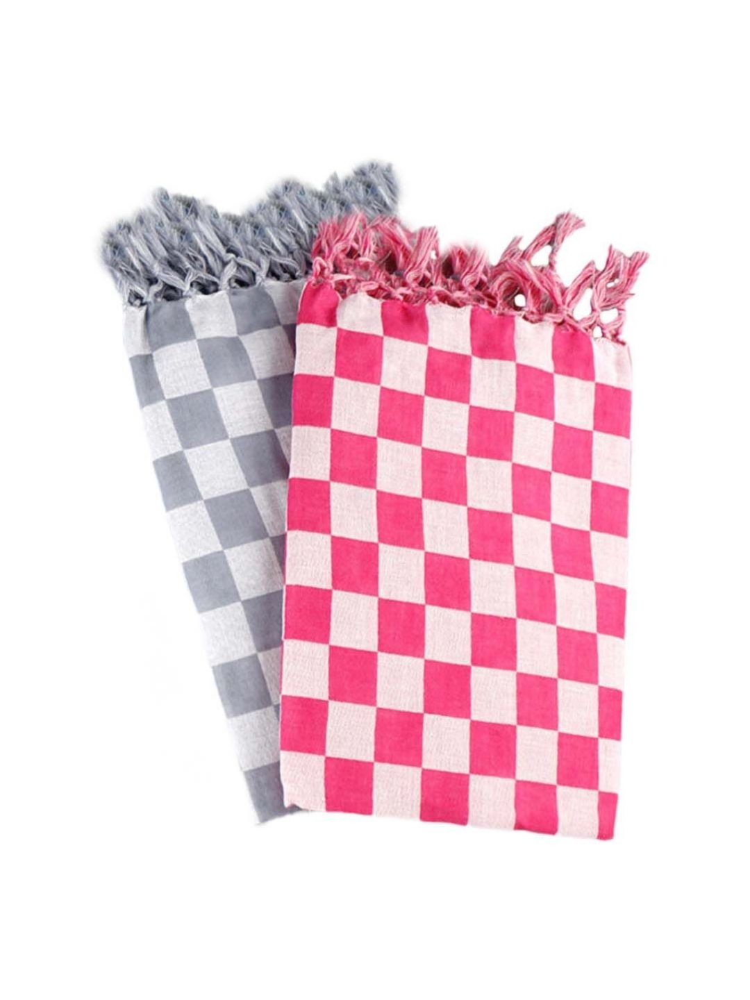 Ramraj Pink & Grey 2 Pieces Striped Cotton 170 GSM Bath Towel