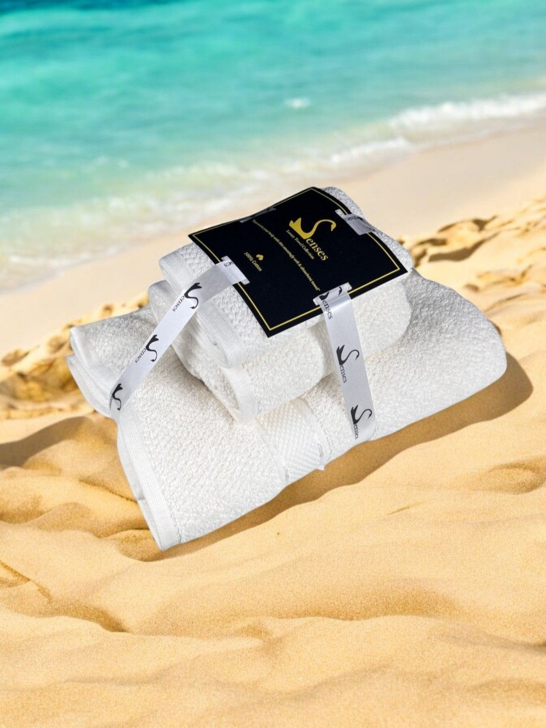SENSES Off White 3 Pieces Cotton 550 GSM Towel Set
