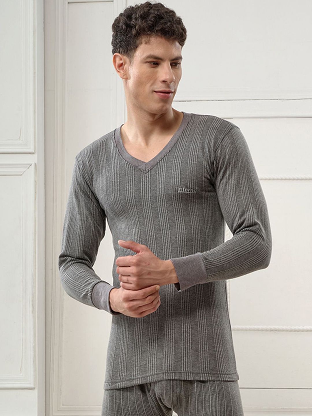 INFERNO Men V Neck Fullslevee Thermal Vest