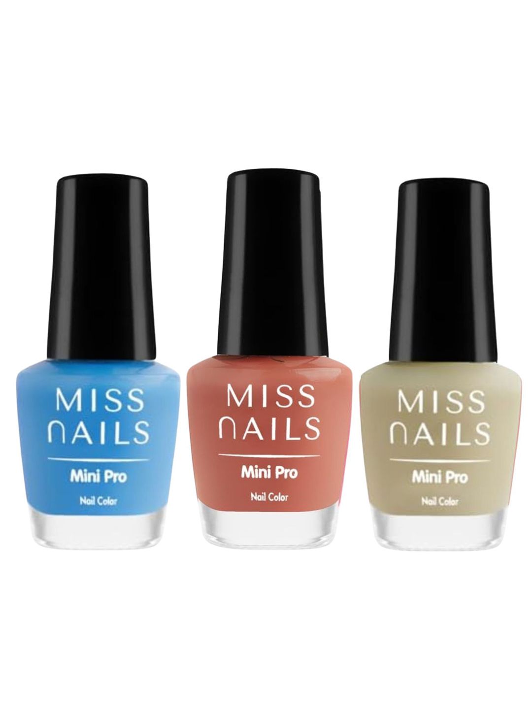 MISS NAILS Set Of 3 Mini Pro Long Lasting Nail Color - 10 ml Each -Shade 77