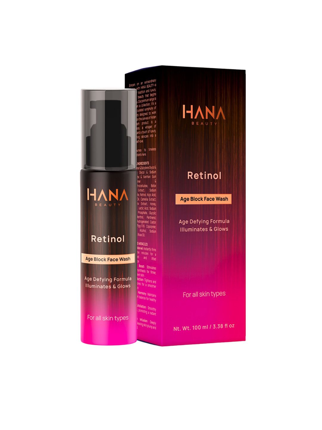 Hana Beauty Set Of 2 Age Block Deep Cleansing Face Wash With Retinol - 100ml Each