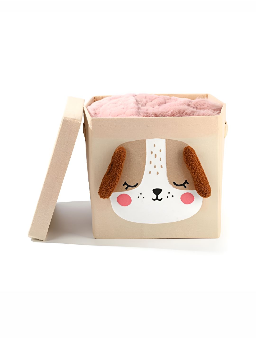 HOUSE OF QUIRK Beige & Brown Self Design Foldable Clothing Storage Box Case With Handle