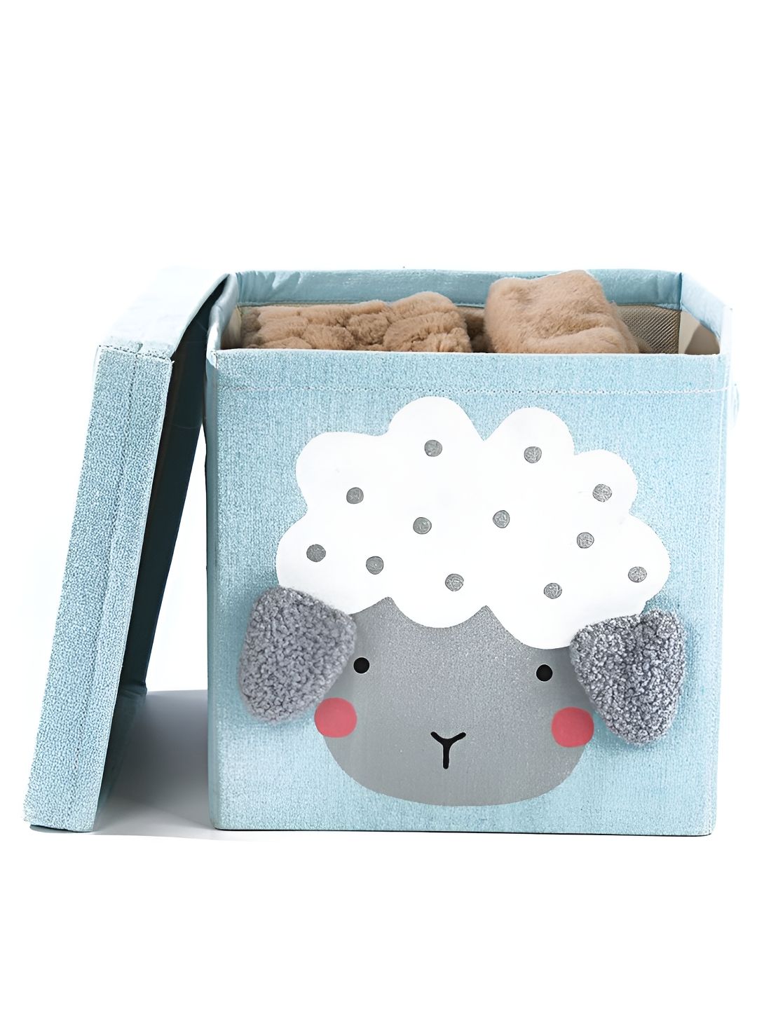 HOUSE OF QUIRK Blue & Grey Self Design Foldable Clothing Storage Box Case With Handle
