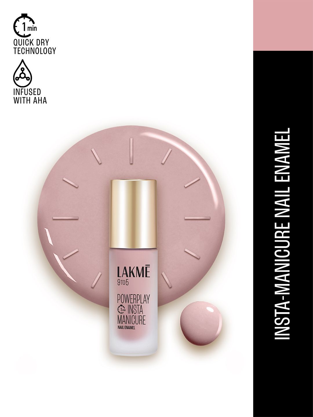 Lakme 9to5 Powerplay Insta-Manicure Quick Dry Technology Nail Enamel 6ml - Lilac Haze