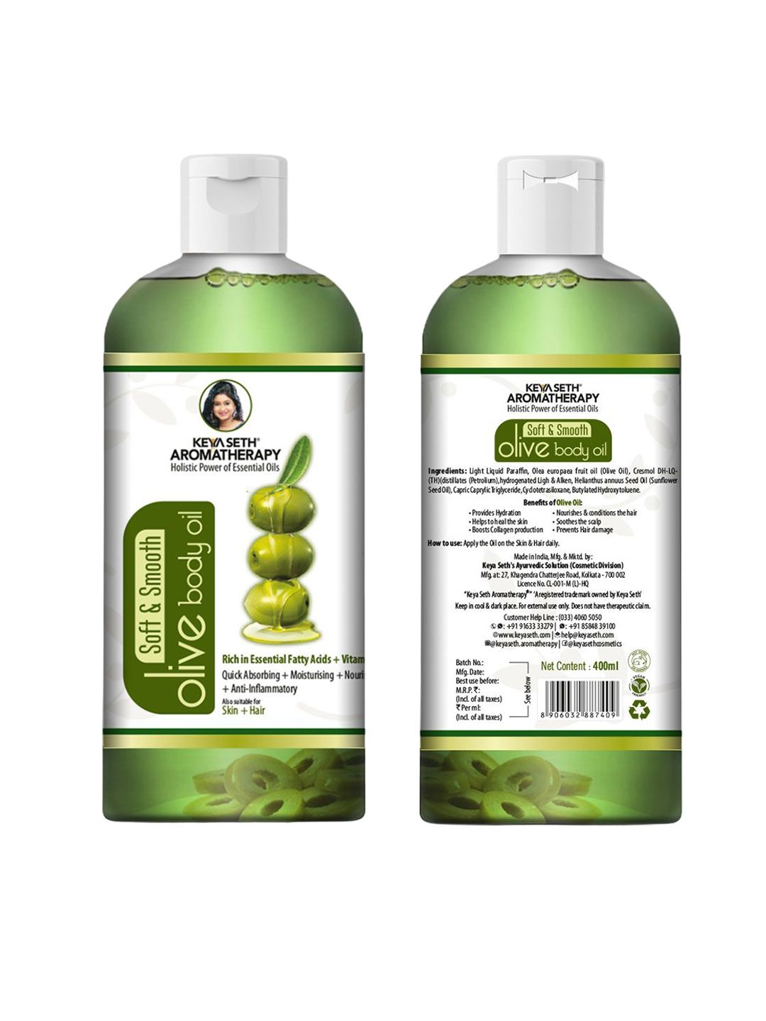 KEYA SETH Aromatherapy Soft & Smooth Olive Body Oil-400ml