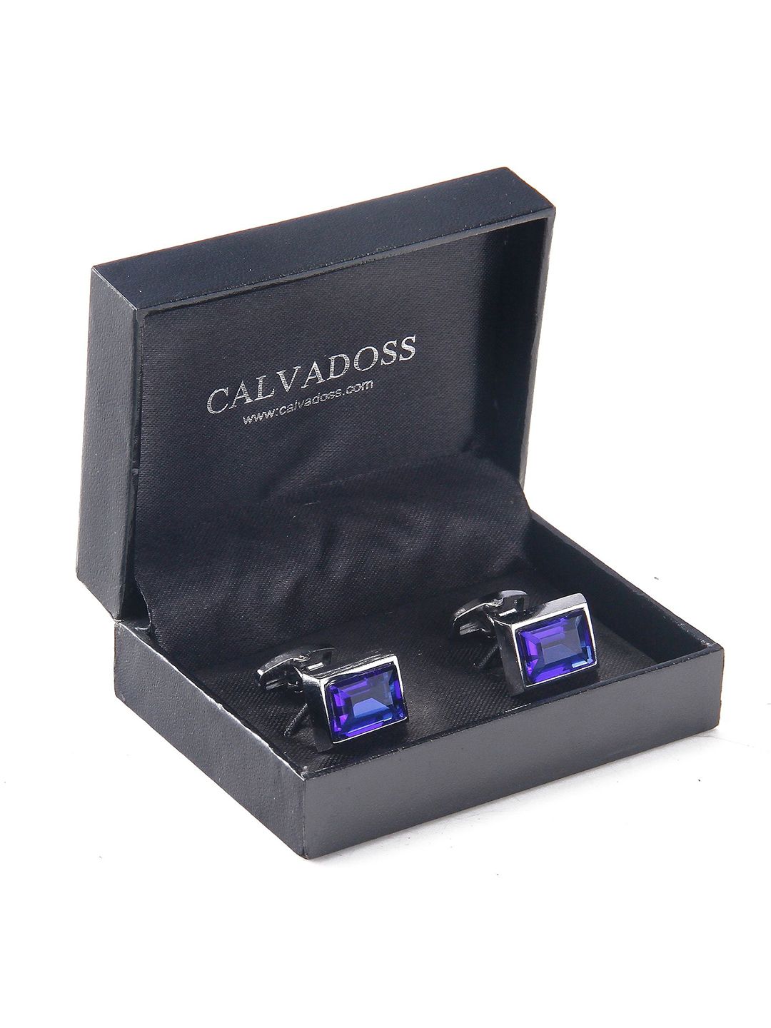 Calvadoss Silver-Plated Stainless Steel Rectangle Cufflinks