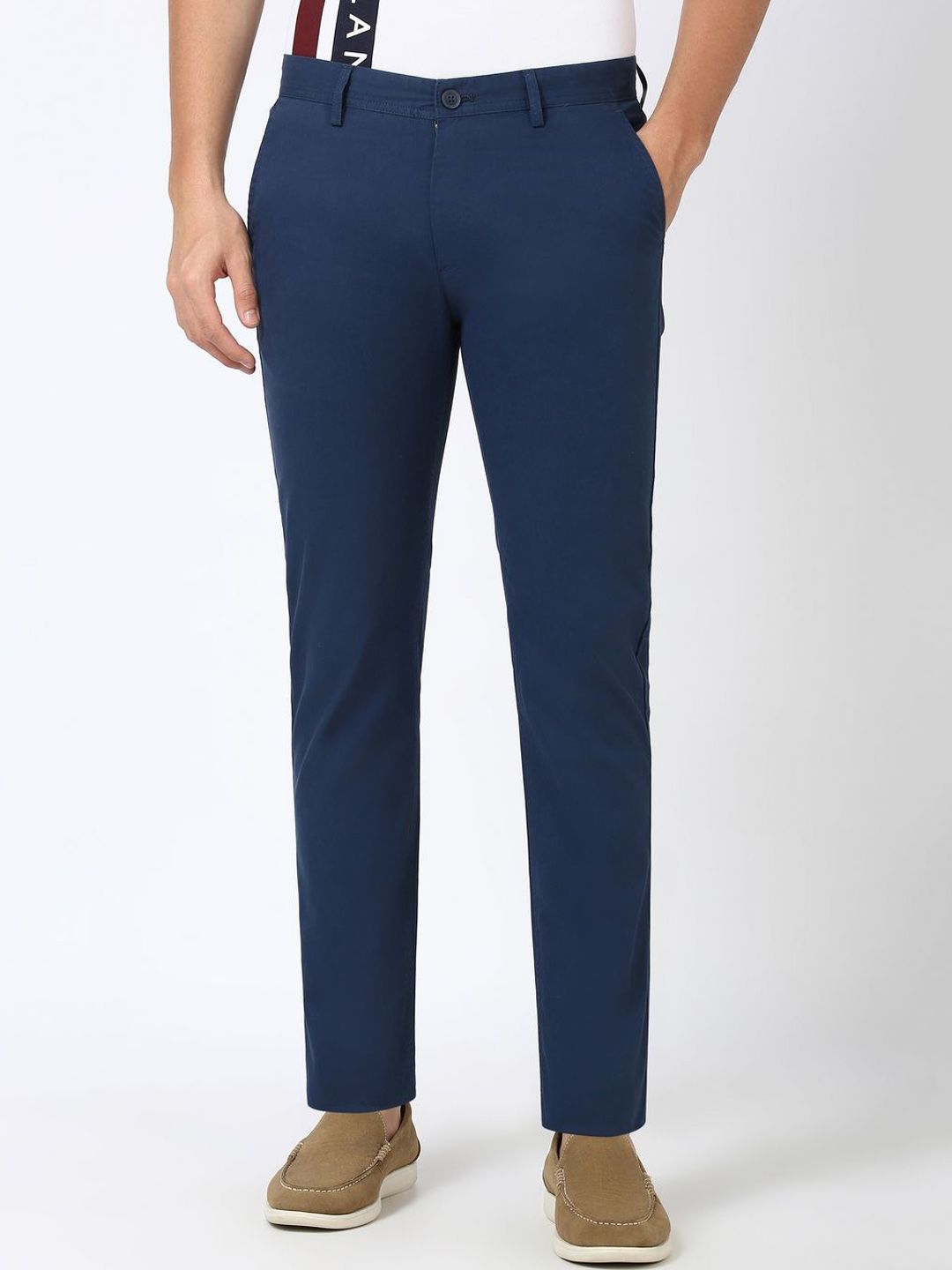 Peter England Casuals Men Mid-Rise Super Slim Fit Regular Trousers