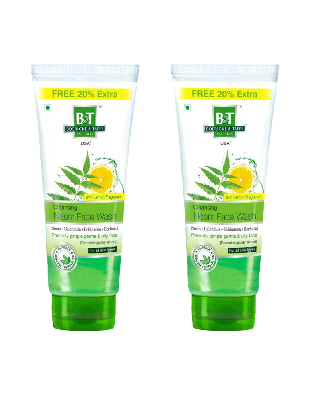 BOERICKE & TAFEL Set Of 2 Cleansing Neem Face Wash For Fresh & Soft Skin - 60 ml Each