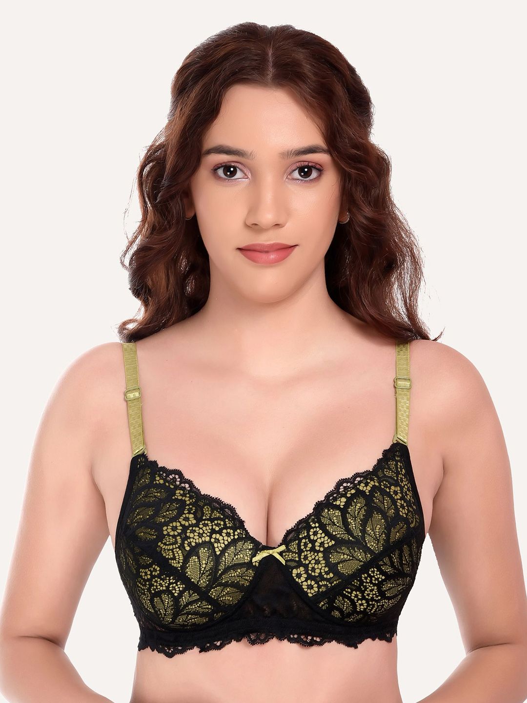 DressBerry Women Abstract Full Coverage Heavily Padded Embellished Bra