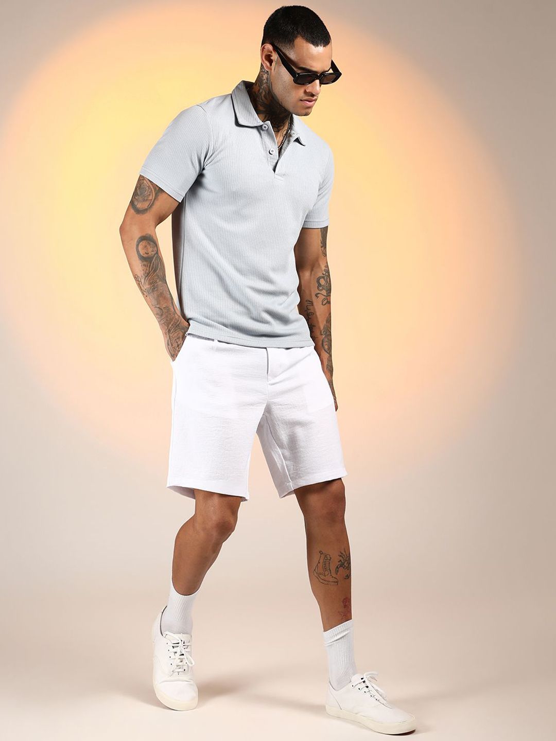 CAHOOT Men Self Design Polo Collar Cotton T-shirt