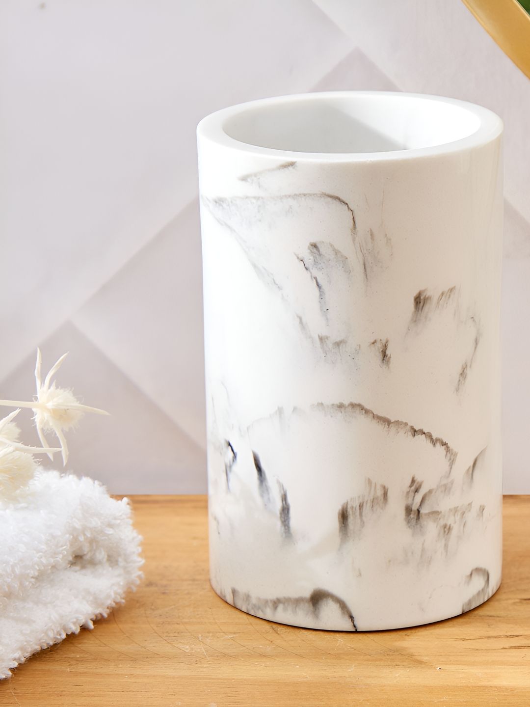 Home Centre White & Grey Abstract Printed Toothbrush Holder