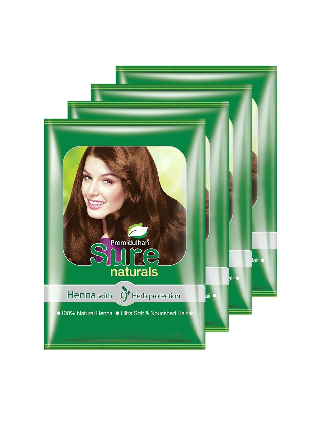 Prem Dulhan Set Of 4 Sure Naturals Hair Color With Henna -1 kg Each - Brown