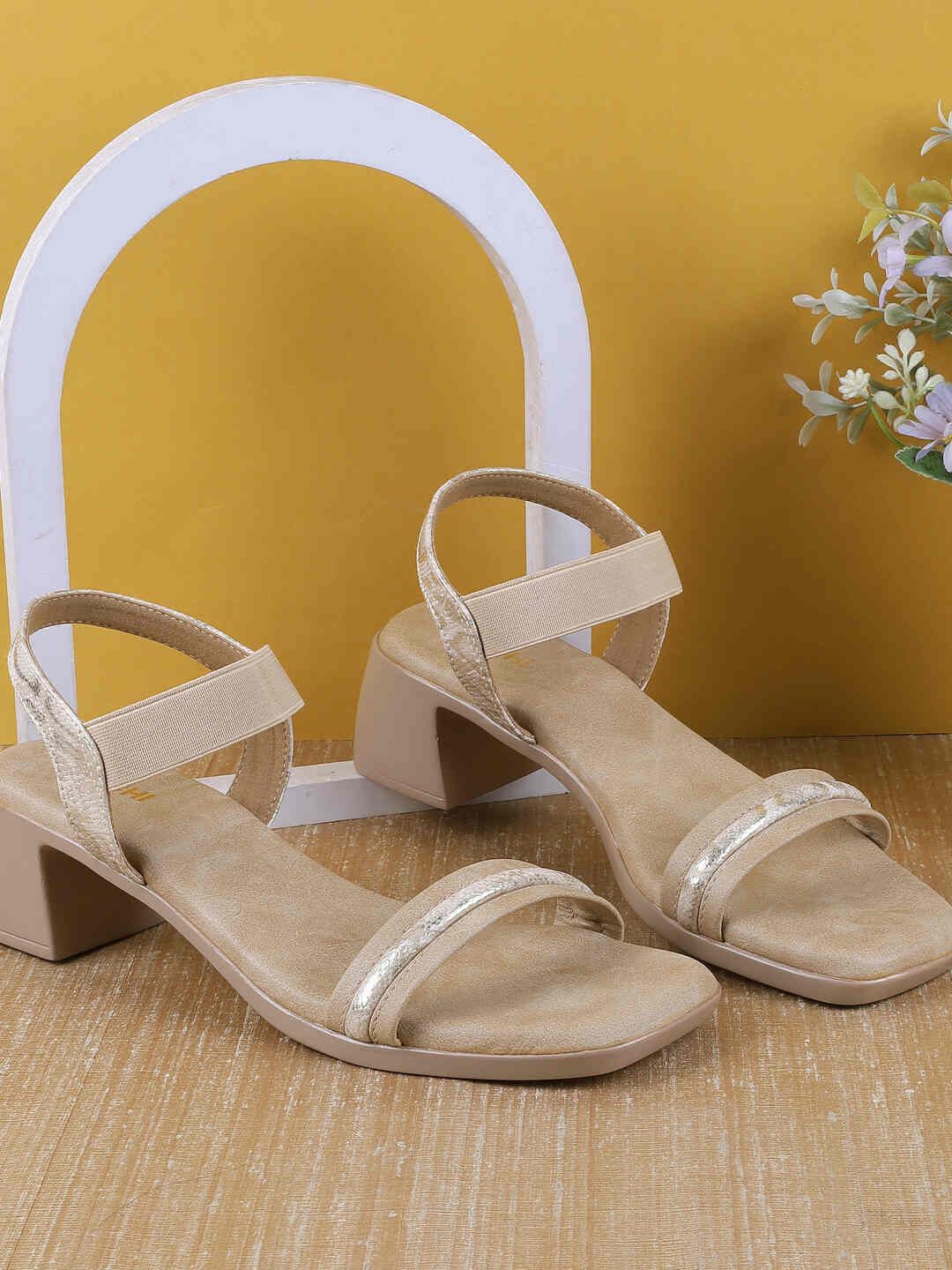 Mochi Embellished Block Sandals with Buckles