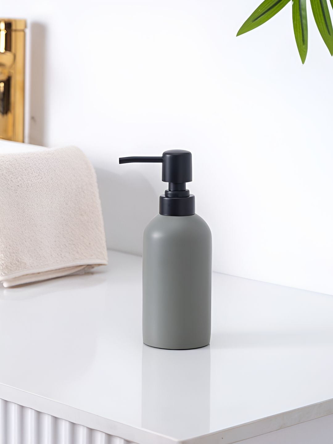 Pano Olive Green & Black Solid Ceramic Soap Dispenser 300ml