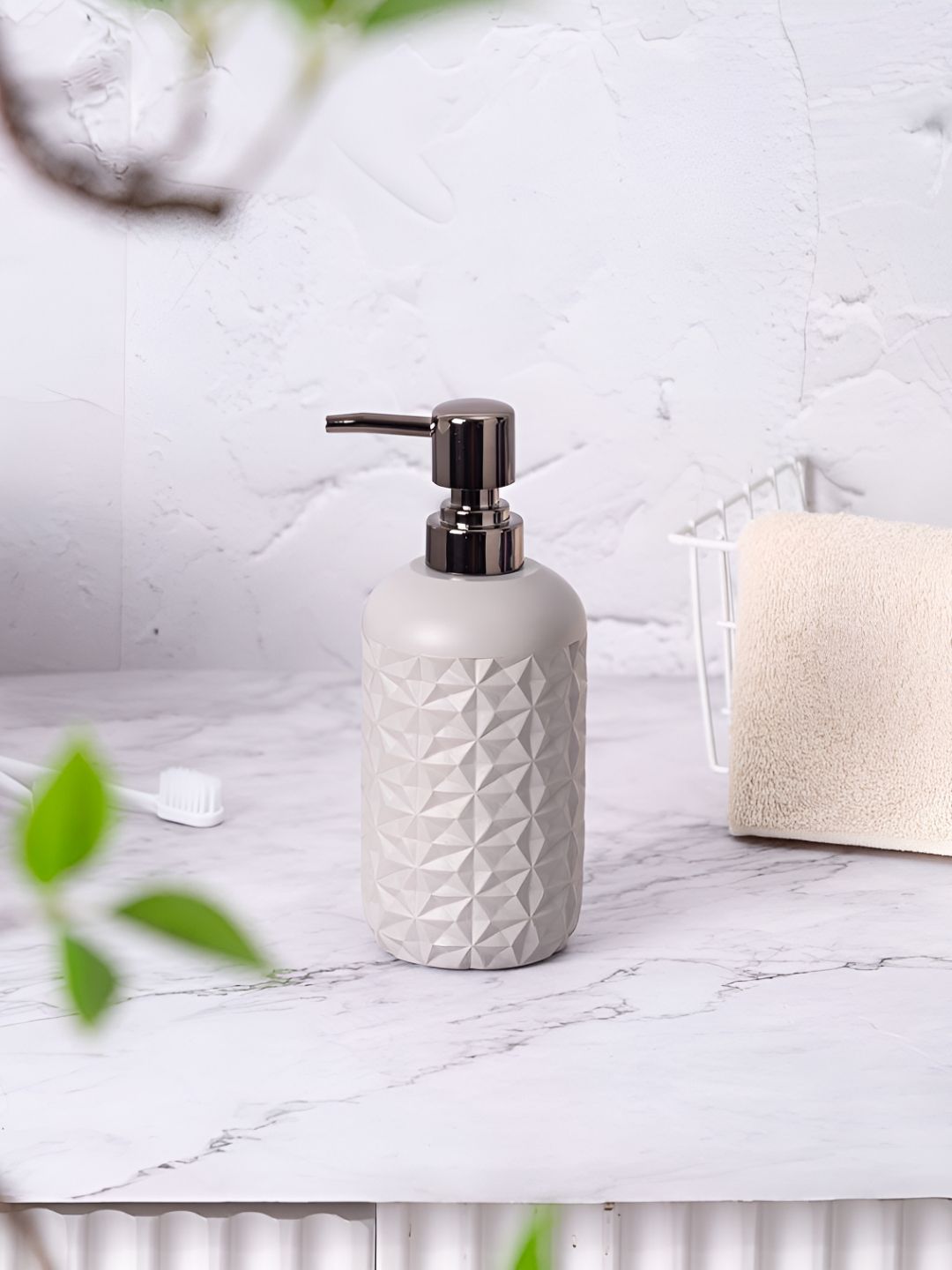 Pano Grey & Bronze Textured Ceramic Soap Dispenser 380ml