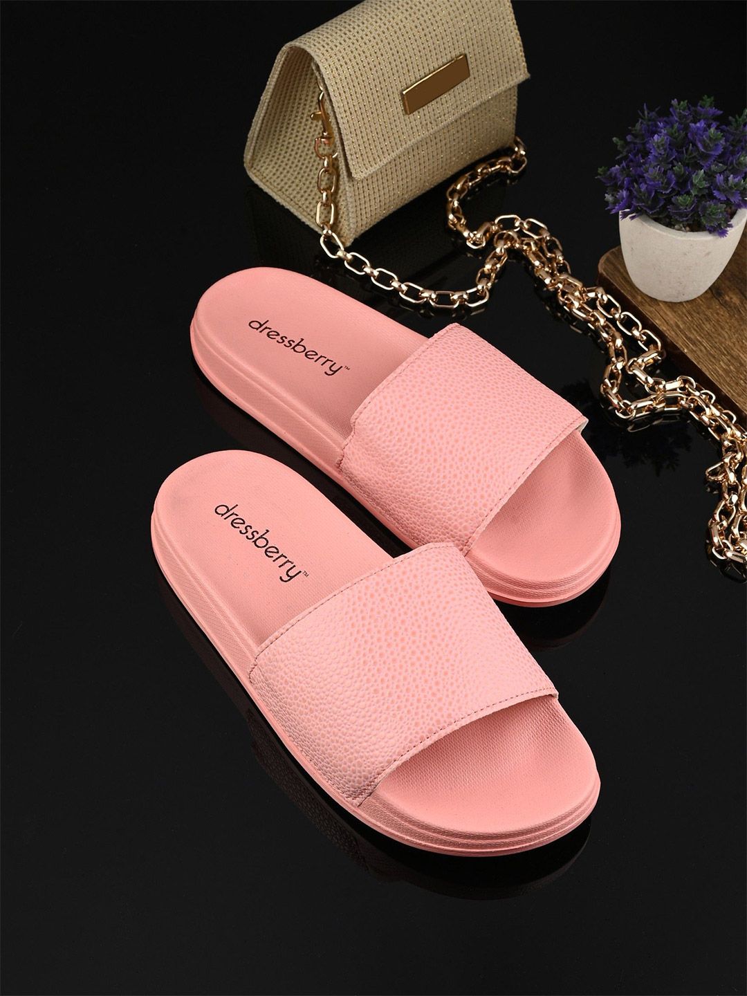 DressBerry Women Synthetic Self Design Sliders