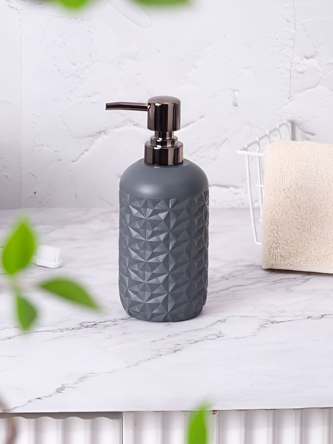 Pano Charcoal & Bronze Textured Ceramic Soap Dispenser 380ml