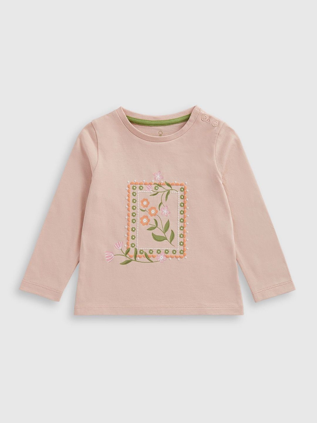 mothercare Girls Floral Printed Round Neck Cotton T-shirt
