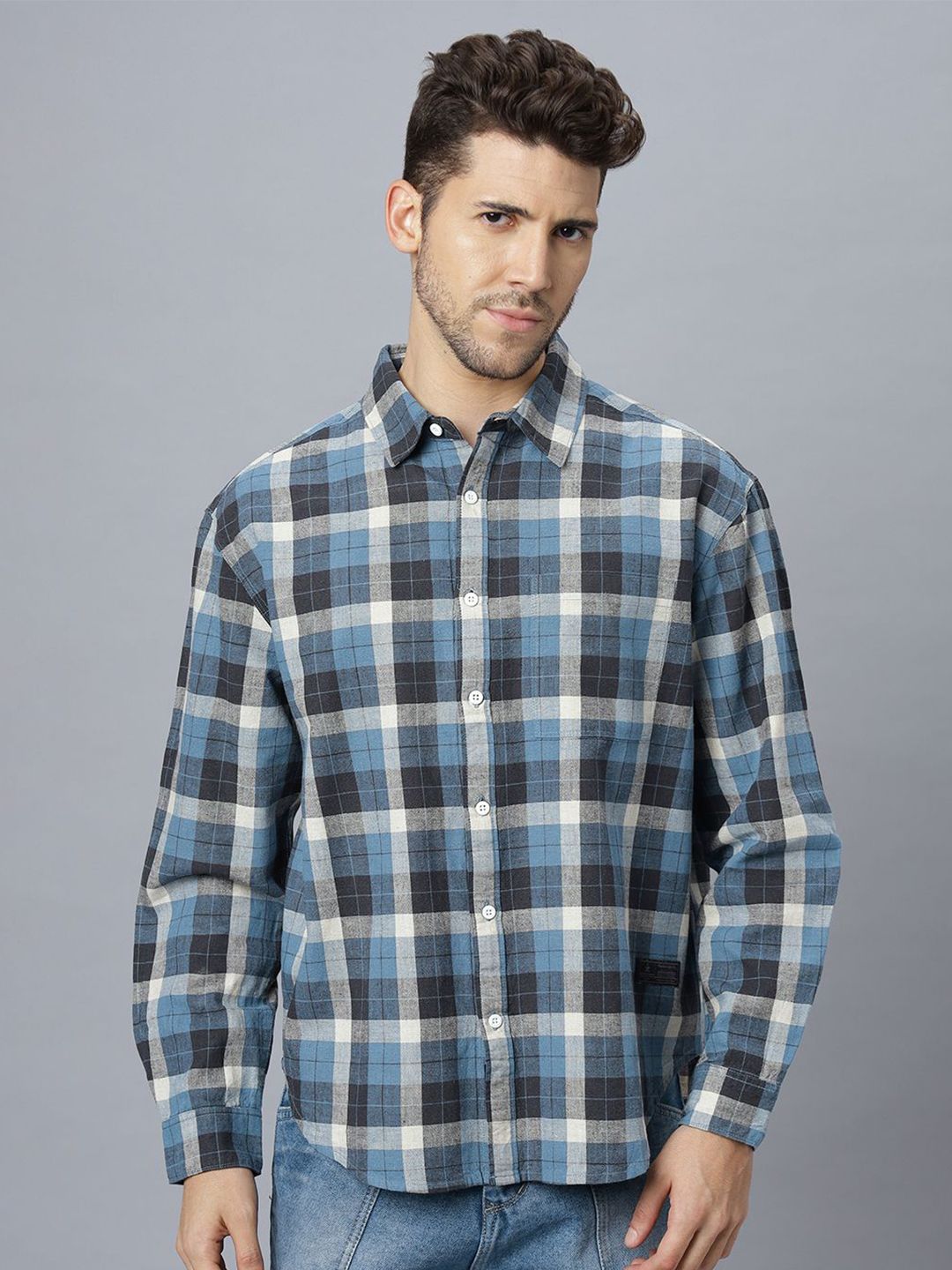 The Roadster Lifestyle Co. Men Tartan Checked Cotton Relaxed Fit Casual Shirt
