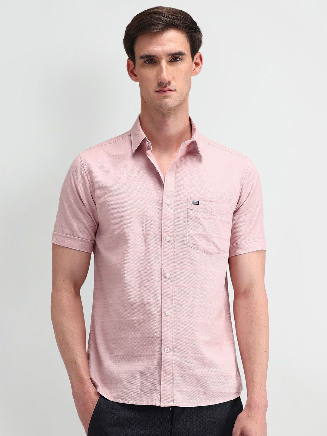 Arrow Sport Men Classic Spread Collar Textured Cotton Casual Shirt