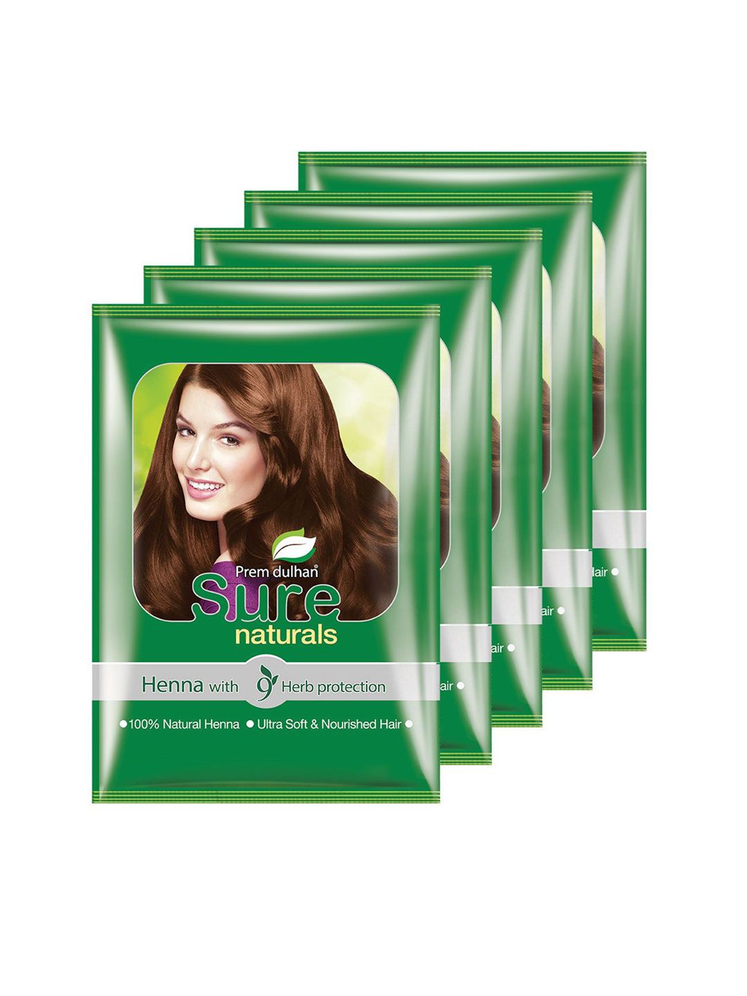 Prem Dulhan Set Of 5 Sure Naturals Hair Color With Henna -1 kg Each - Brown