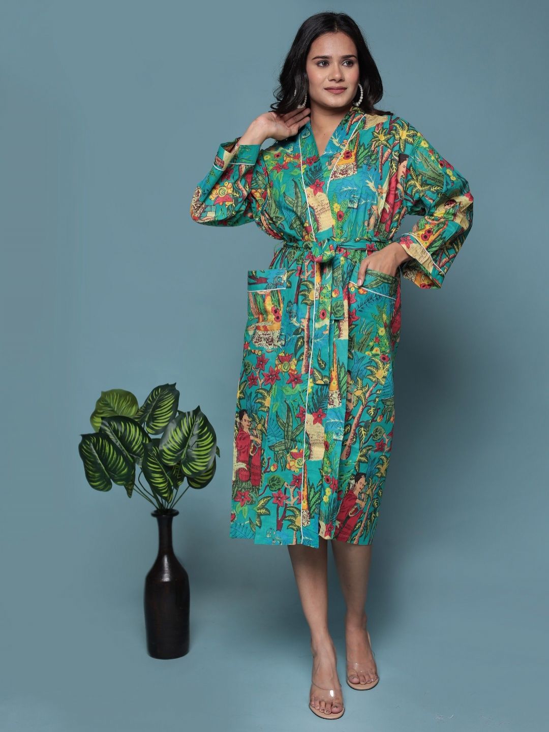 Bohekant Women Printed Cotton Kimono Bath Robe