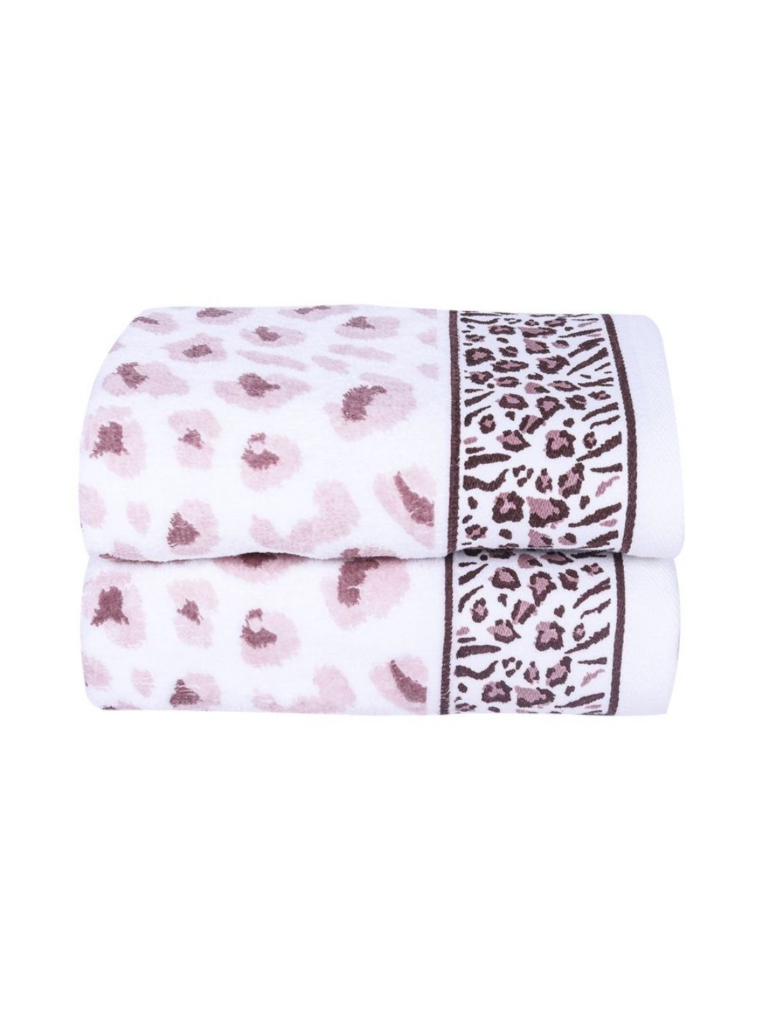 RANGOLI White & Purple 2 Pieces Printed Pure Cotton Hand Towels