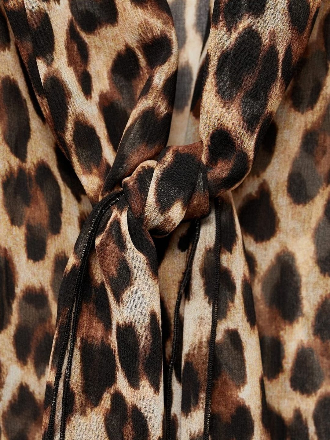 Animal Print Tie-Up Neck Top